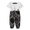 Girl Solid Color Backless Design Tops Combo Floral Pants Sets