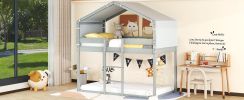 Twin Over Twin Bunk Bed Wood Bed with Tent