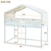 Twin Over Twin Bunk Bed Wood Bed with Tent
