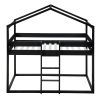 Twin Over Twin Bunk Bed Wood Bed with Tent