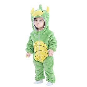 Kid Animal One-piece Pajamas Flannel Jumpsuit Children Cute Fleece Warm Thick Outdoor Wear Soft Spring Autumn Winter Zipper Baby (Color: Green dinosaur)