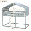 Twin Over Twin Bunk Bed Wood Bed with Tent