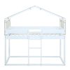 Twin Over Twin Bunk Bed Wood Bed with Tent
