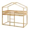Twin Over Twin Bunk Bed Wood Bed with Tent