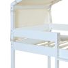 Twin Over Twin Bunk Bed Wood Bed with Tent