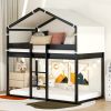 Twin Over Twin Bunk Bed Wood Bed with Tent