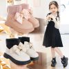 2021 Birthday Party Baby Shoes Girls Bow-knot Velvet Socks Shoes for Children Winter Princess Wedding Party Leather Shoes E10064