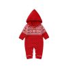 Baby Boy And Girl Christmas Print Pattern Knit Hooded Jumpsuits
