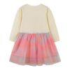 Baby Girl Unicorn Pattern Colorful Mesh Overlay Design Long Sleeve Princess Dress