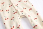 Baby Girl Allover Cherry Print Ruffle Design Single Breasted Romper