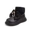 2021 Birthday Party Baby Shoes Girls Bow-knot Velvet Socks Shoes for Children Winter Princess Wedding Party Leather Shoes E10064