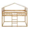 Twin Over Twin Bunk Bed Wood Bed with Tent