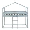 Twin Over Twin Bunk Bed Wood Bed with Tent