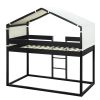 Twin Over Twin Bunk Bed Wood Bed with Tent