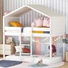 Twin Over Twin Bunk Bed Wood Bed with Tent