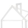 (Slats are not included) Twin Size Wood Bed House Bed Frame with Fence;  for Kids;  Teens;  Girls;  Boys