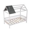 Twin Size Wood House Bed with Fence