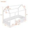 (Slats are not included) Twin Size Wood Bed House Bed Frame with Fence;  for Kids;  Teens;  Girls;  Boys