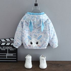 Children's Fashionable Thin Hooded Windbreaker (Option: Little rabbit coat blue-110cm)