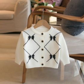 Children's Sweater Bow Knot Girls' Cardigan (Option: Creamy white-80cm)
