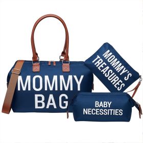 3-piece Portable Bag Set For Moms On Trips (Color: Navy Blue)