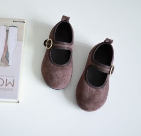 Velcro Four Seasons Small Fabric Shoes (Option: Brown-145mm)