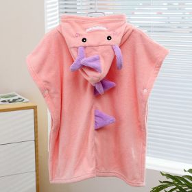 New Dinosaur Children Increase Absorbent Bathrobe With Hood Cloak (Option: Pink-60x120CM bulk)