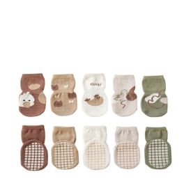 Children's Mid-calf Cute Cartoon Non-slip Dotted Rubber Floor Socks (Option: Set-S)