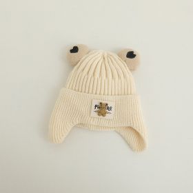 Children's Knitted Warm Bear Woolen Cap Outdoor (Option: Beige-Free Size)