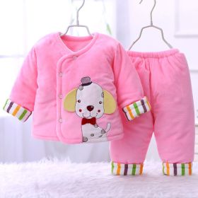 Baby Cotton Padded Coat Winter Thick Suede Cotton Jacket Quilted Two Newborn Winter Clothing (Option: Pink-50 Yards)