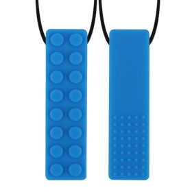 Building Blocks Teether Chewing Pendant Rainbow Teether Baby Teether Stick Self-closing (Color: Blue)