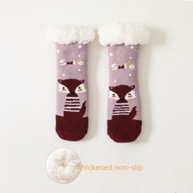 Fleece Lined Padded Warm Keeping Baby Socks Lambswool Non-slip (Option: Rose Violet-Average Size)