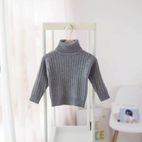 Boys And Girls Turtleneck Solid Color Bottoming Shirt (Option: Grey-120cm)