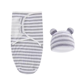 Newborn Swaddling Quilt Leisure Comfort Gro-bag Anti-startle Gro-bag  Swaddle Spring And Autumn Baby Supplies (Option: Gray stripe-75×60cm)