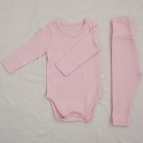 Children's Clothing Spring Baby Jumpsuit High Waist Belly Protection Pants Suit (Option: Light Pink-73CM)