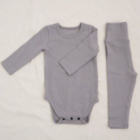 Children's Clothing Spring Baby Jumpsuit High Waist Belly Protection Pants Suit (Option: Gray-73CM)