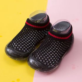 Mesh Infant Indoor Floor Soft Bottom Non-slip Toddler Shoes (Option: Black Large Grid-26to27)