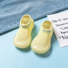 Mesh Infant Indoor Floor Soft Bottom Non-slip Toddler Shoes (Option: Light Yellow Large Grid-26to27)