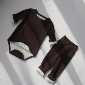 Children's Clothing Spring Baby Jumpsuit High Waist Belly Protection Pants Suit (Option: Brown Fox Velvet Lining-90cm)
