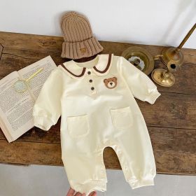 Baby Bear Pocket Romper Turn-down Collar Coat (Option: Apricot Romper-90cm)