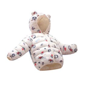 Foreign Trade Children's Down And Wadded Jacket Lightweight Boys And Girls Winter Cotton-padded Jacket Baby Autumn And Winter Clothes Cotton Clothes (Option: Flower Cloth Beige Planet-100 Size Height 80 90cm)