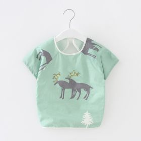 Baby Dinner Coverall Bib Spring And Autumn Long Sleeve Apron (Option: Short Sleeve Green Color Deer-110cm)