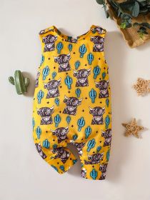 Shoulder Button Adjustable One-piece Romper (Option: Yellow FNZ041C-70)