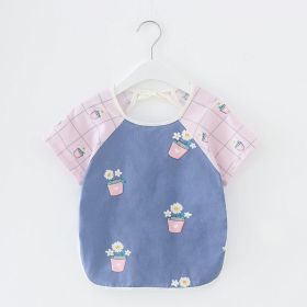 Baby Dinner Coverall Bib Spring And Autumn Long Sleeve Apron (Option: Short Sleeve Flower Pot-110cm)