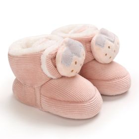 Baby Cotton-padded Winter High-top Children's Cartoon Cute Toddler Soft Bottom Boot (Option: Pink-12cm)
