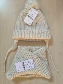 Fake Fur Ball Decorative Baby Knitted Wool Hat Knitted Scarf Two-piece Set (Option: Jiahua Bai-Large size)