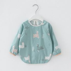 Baby Dinner Coverall Bib Spring And Autumn Long Sleeve Apron (Option: Blue Alpaca Long Sleeve-110cm)