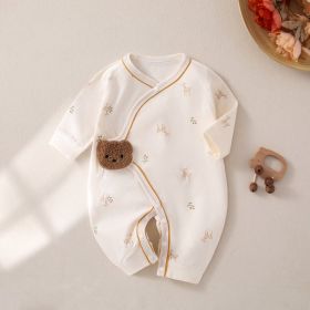 Newborn Jumpsuit Baby Butterfly Clothes Boneless Romper (Option: Beige Deer-59cm)