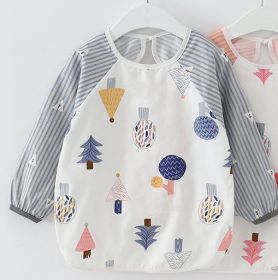 Baby Dinner Coverall Bib Spring And Autumn Long Sleeve Apron (Option: Gray Small Tree Long Sleeve-90cm)