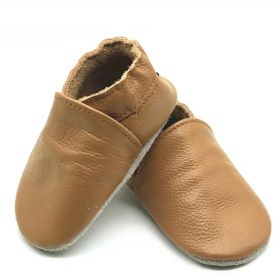 Baby Soft Bottom Solid Color Calf Leather Shoes Toddler Shoes (Option: Turmeric-L)